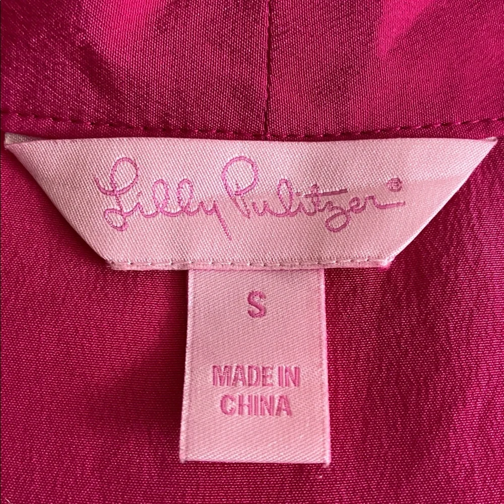 Lilly Pulitzer Raleigh Fuchsia Sleeveless Kitty Bow Blouse in Kissy Pink Small - Picture 7 of 16